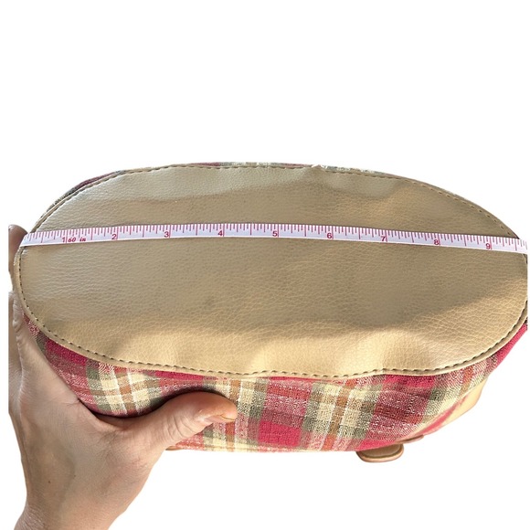 Longaberger Plaid Tote Bag Red Tan Shoulder Purse Zip Top Cottage Fall Handbag - Picture 4 of 8